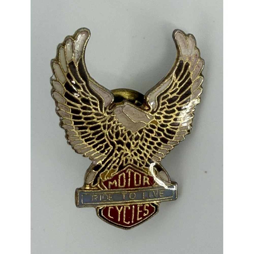 Harley Davidson Wings Up Bald Eagle Vintage Lapel Pin Pinback Tie Tac Motorcycle